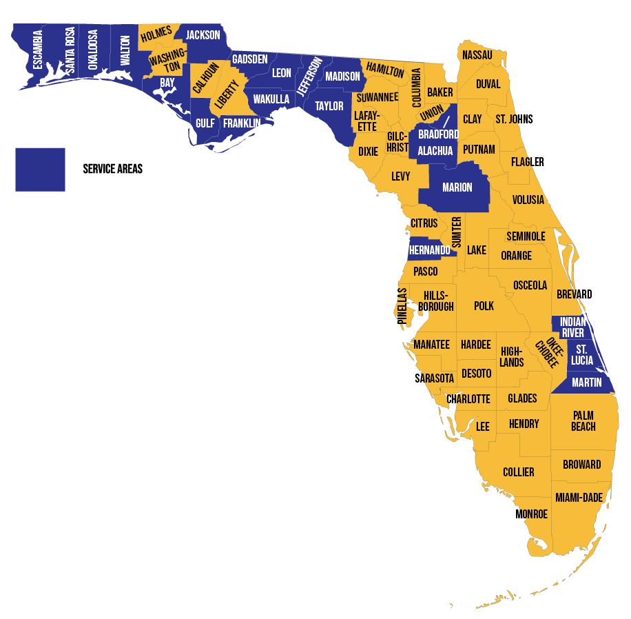 Map of participating counties